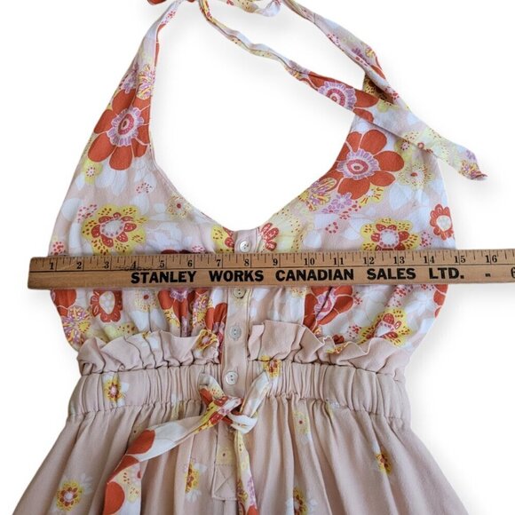 Free People Halter Jumpsuit Floral Stretch Waist XS - Picture 10 of 11